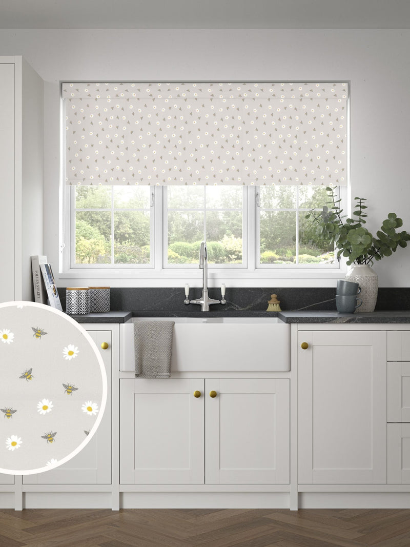 Next grey bee print made to measure roller blind, imported from the UK