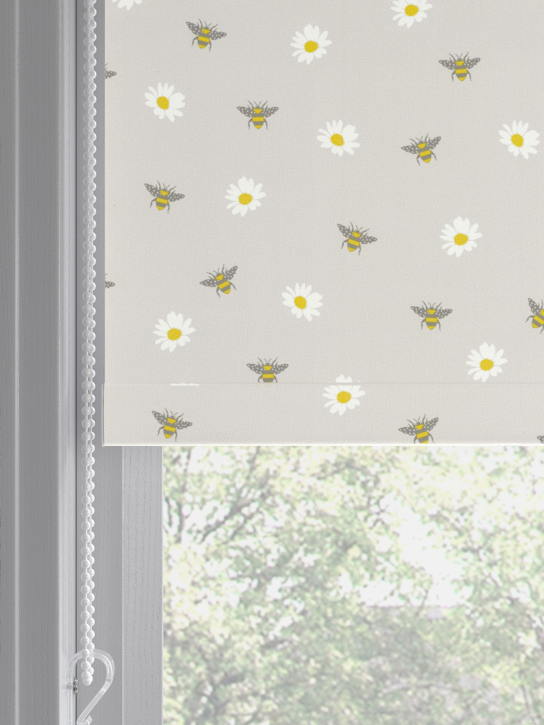 Next grey bee print made to measure roller blind, imported from the UK