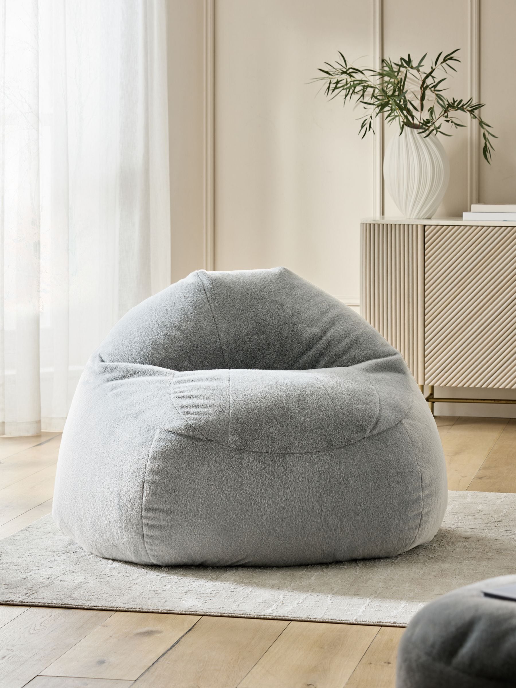 Grey faux fur beanbag 60cm diameter (British brand)
