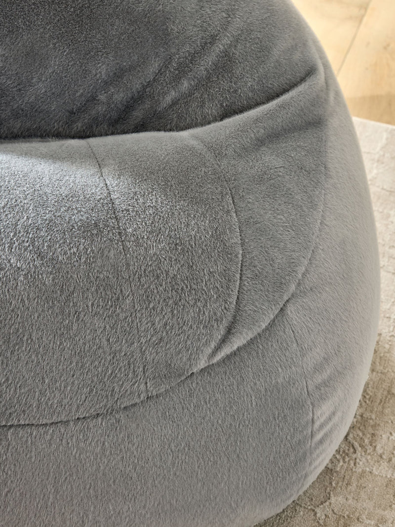 Grey faux fur beanbag 60cm diameter (British brand)