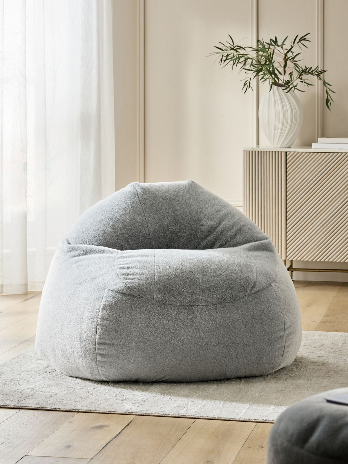 Grey faux fur beanbag 60cm diameter (British brand)