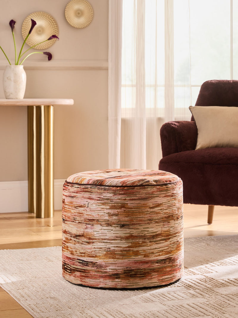 Orange Haze cut velvet stripe pouffe 60cm - British product