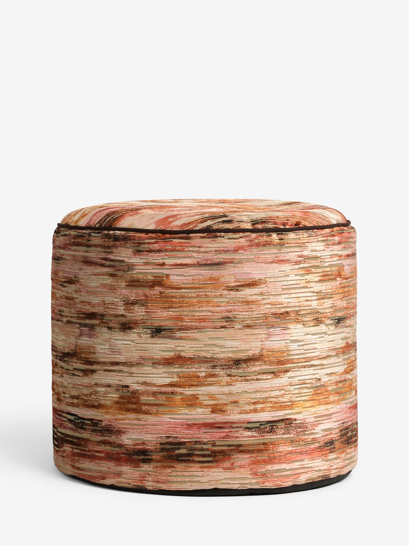 Orange Haze cut velvet stripe pouffe 60cm - British product