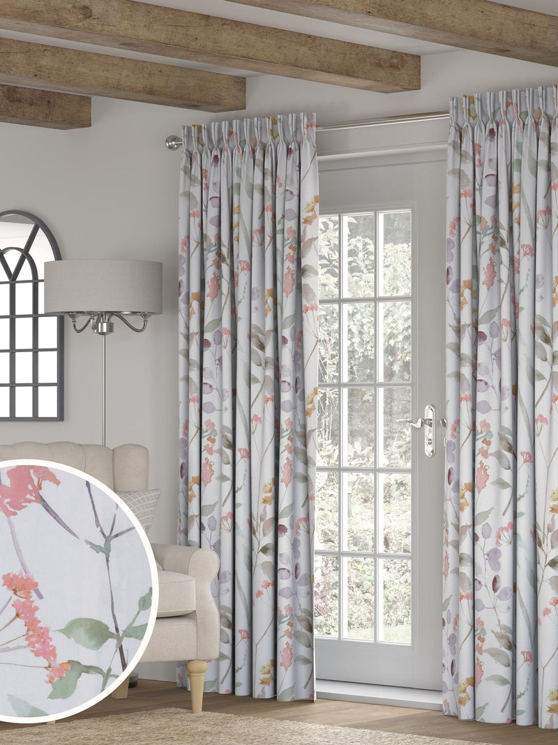 Next Isla Floral curtains in cream pink and green - British product
