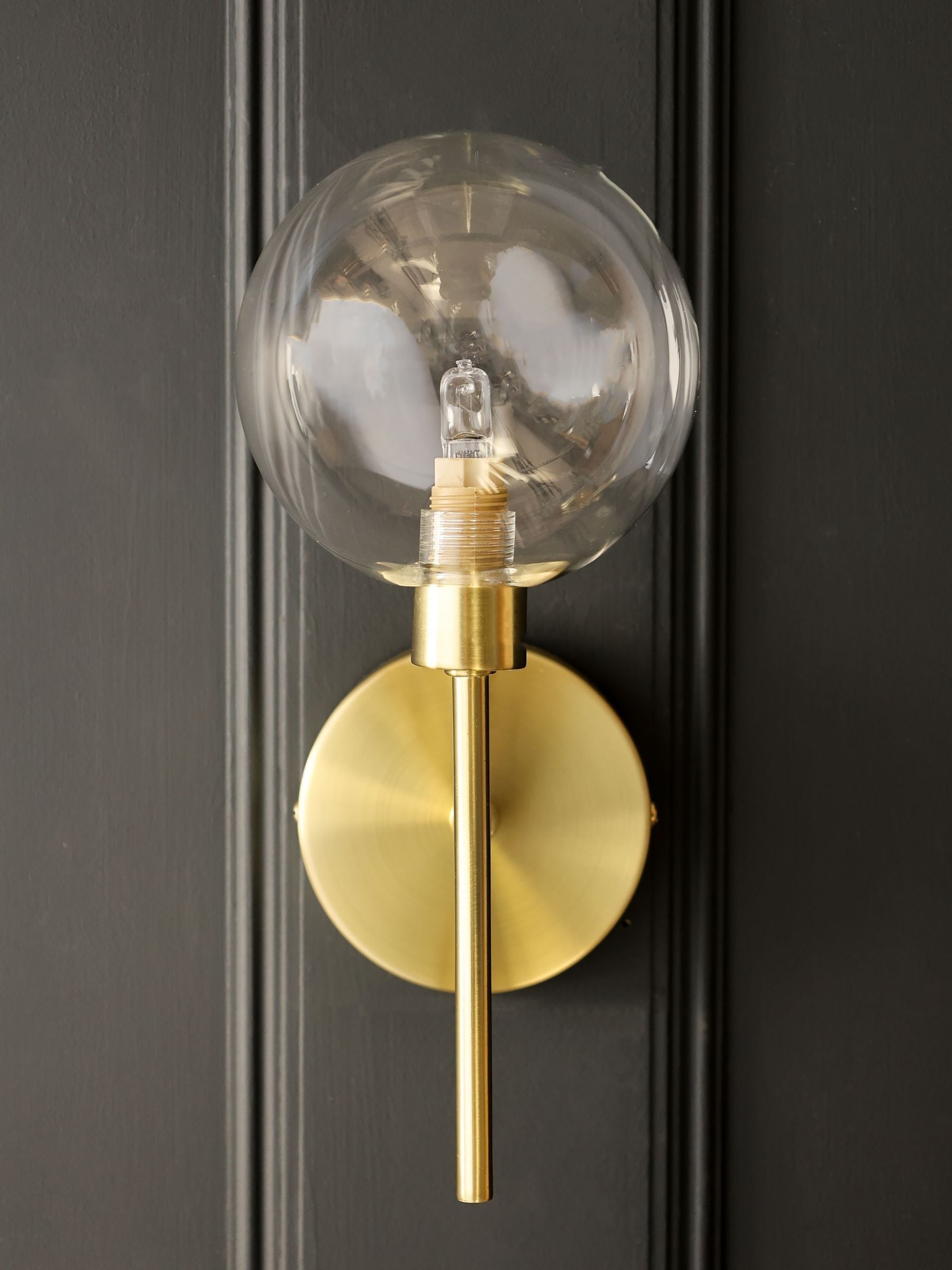 Rockett St George brass glass globe wall light - British product