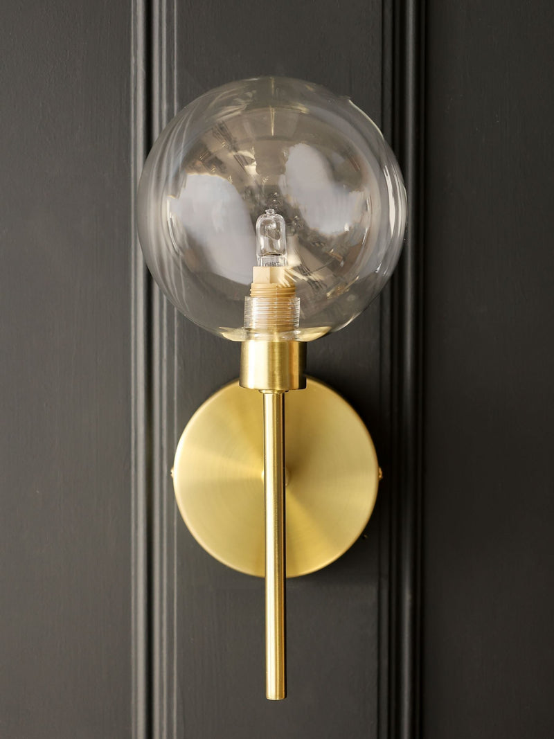 Rockett St George brass glass globe wall light - British product