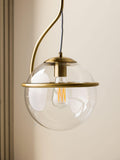 Rockett St George antique brass glass globe ceiling light 145cm (British brand)