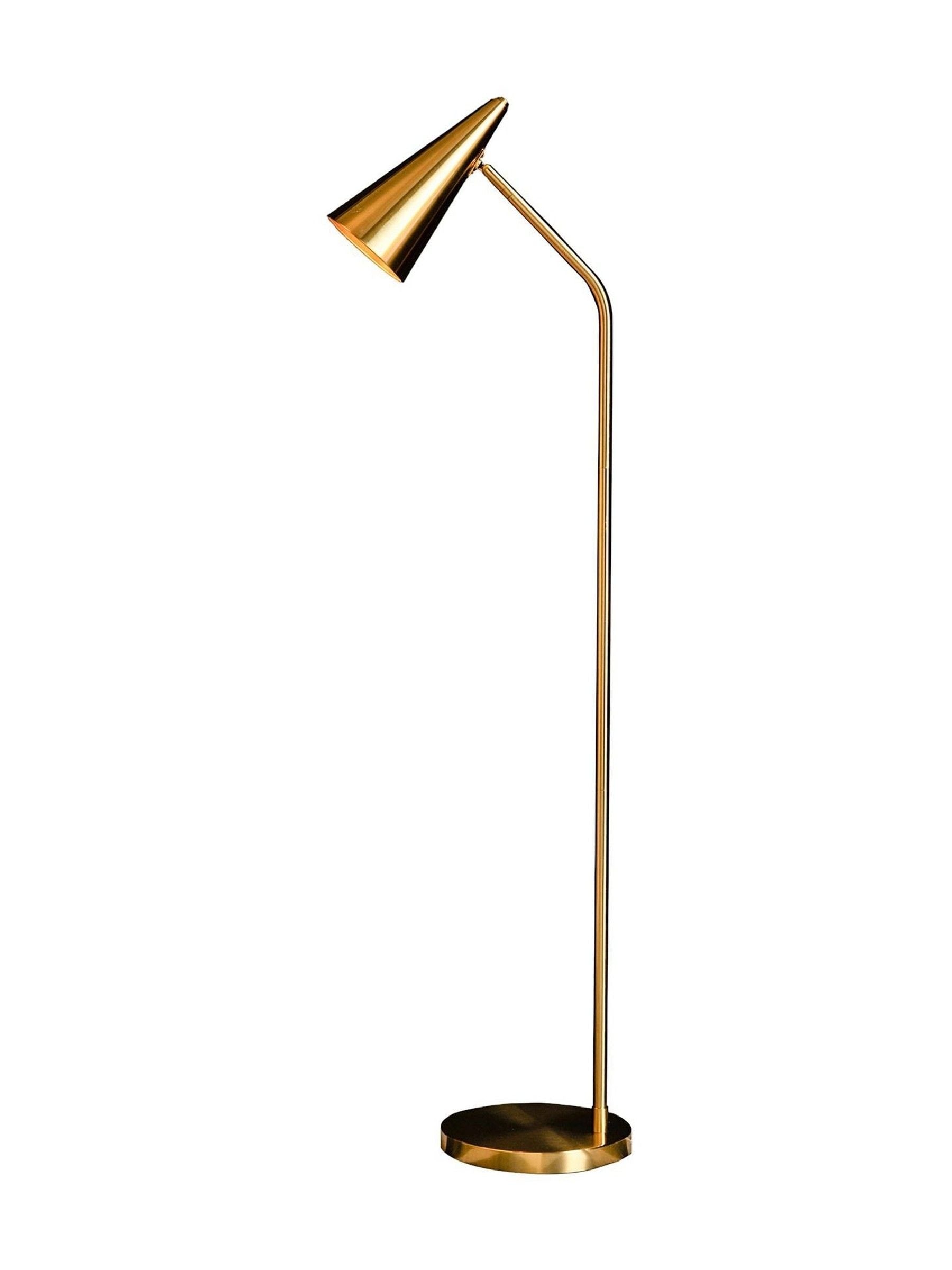 Rockett St George contemporary brass floor lamp 124cm, imported from the UK