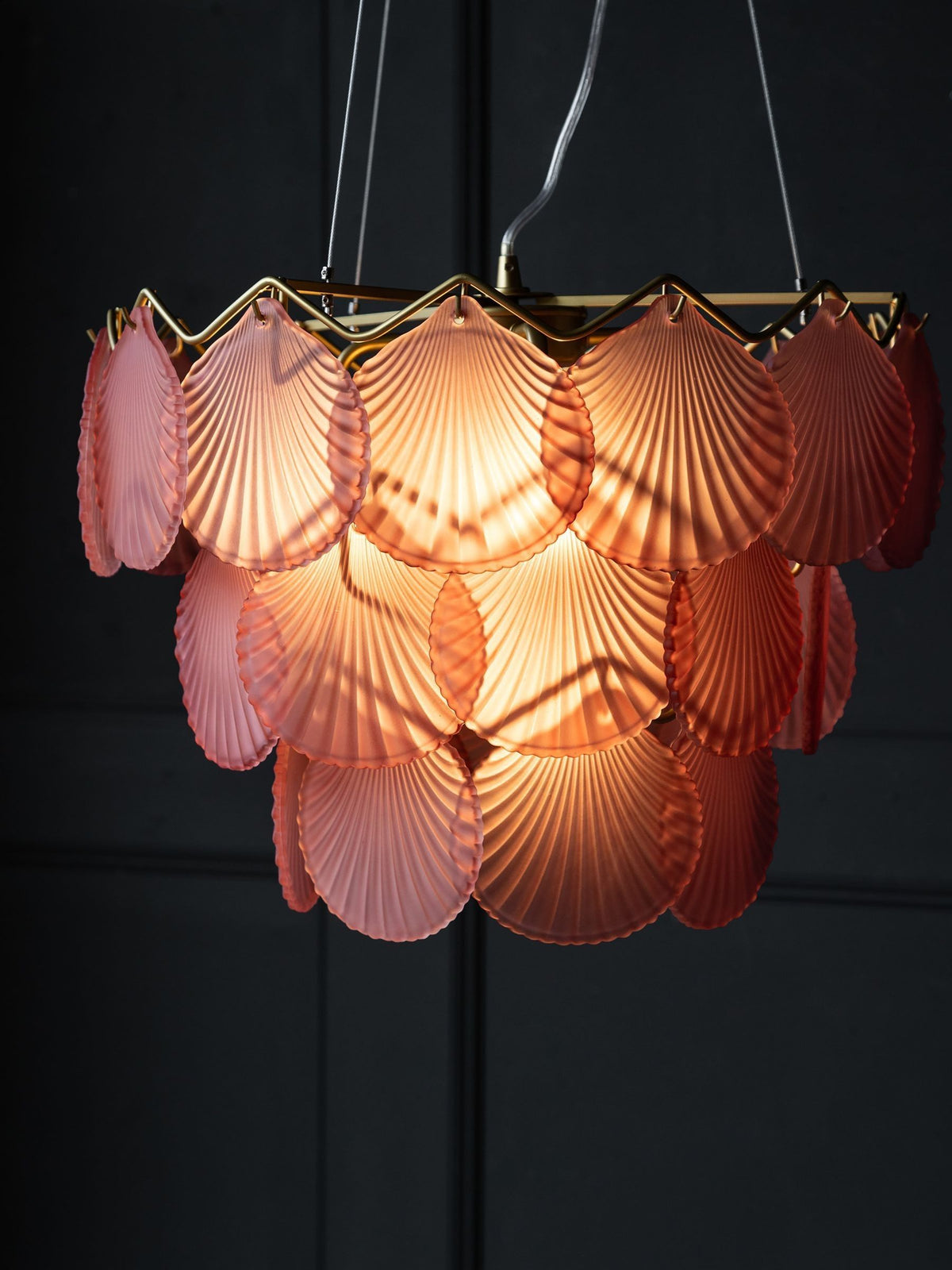 Rockett St George pink shell pendant light, imported from the UK