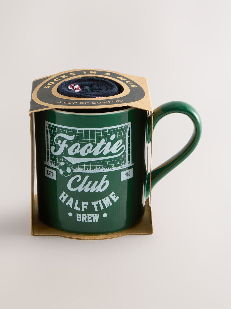 Green football mug and socks gift set (British brand)