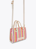 Carvela pink Leila raffia mini tote bag, UK version