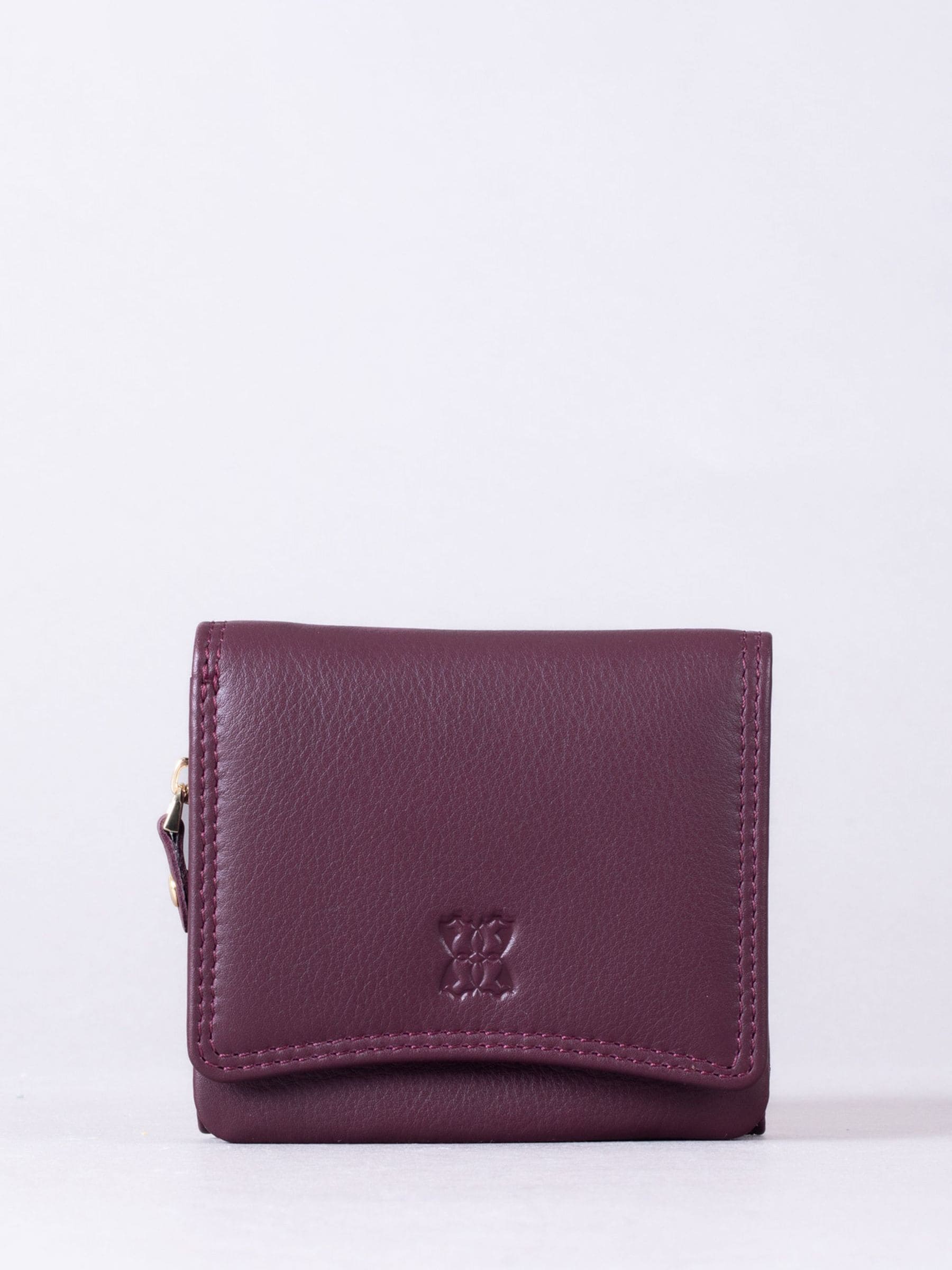 Lakeland Leather Cranberry Small Leather Flapover Purse