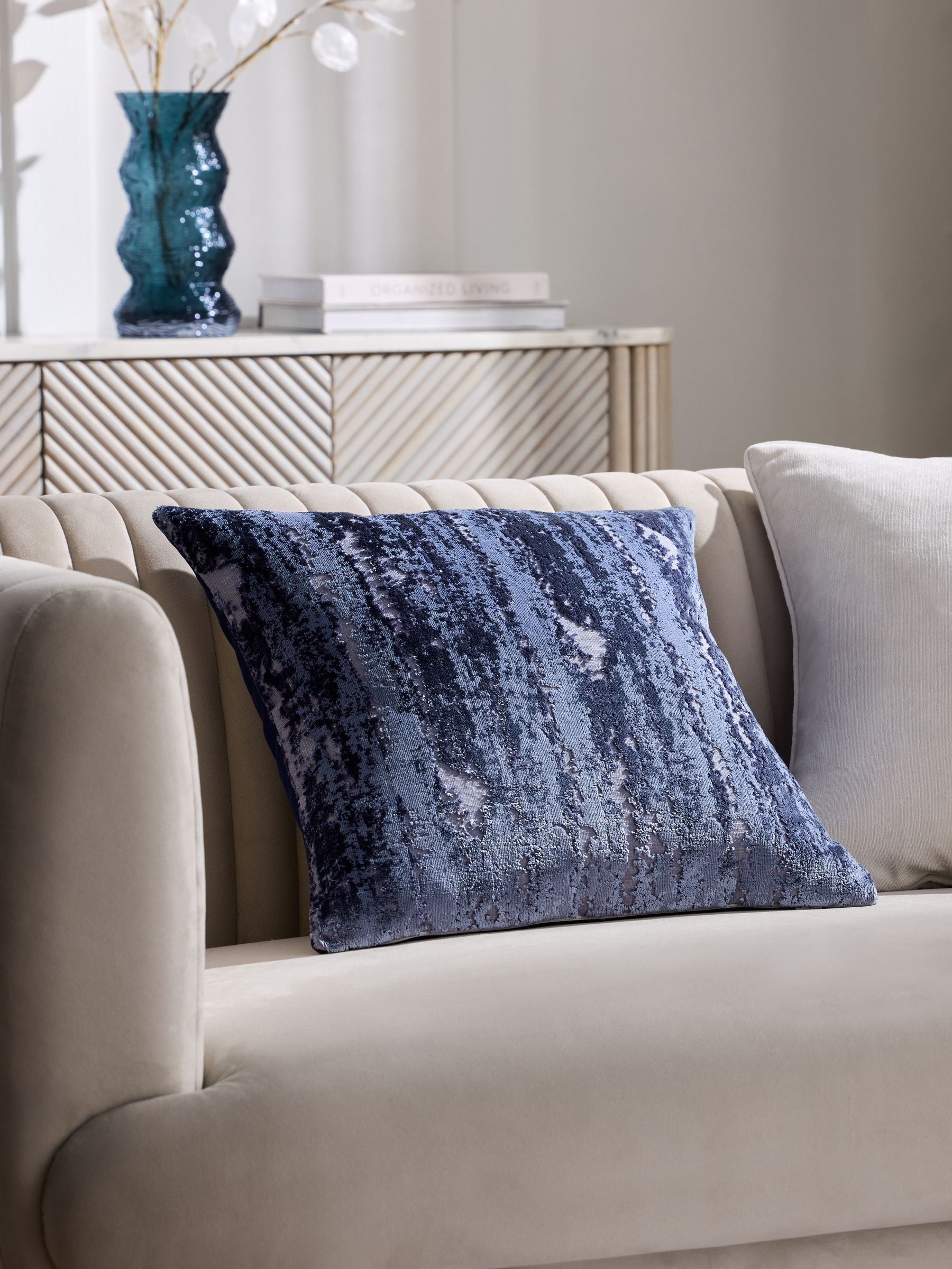 Charcoal Grey Collection Luxe Fem Chic Velvet Abstract Cushion 59 x 59cm