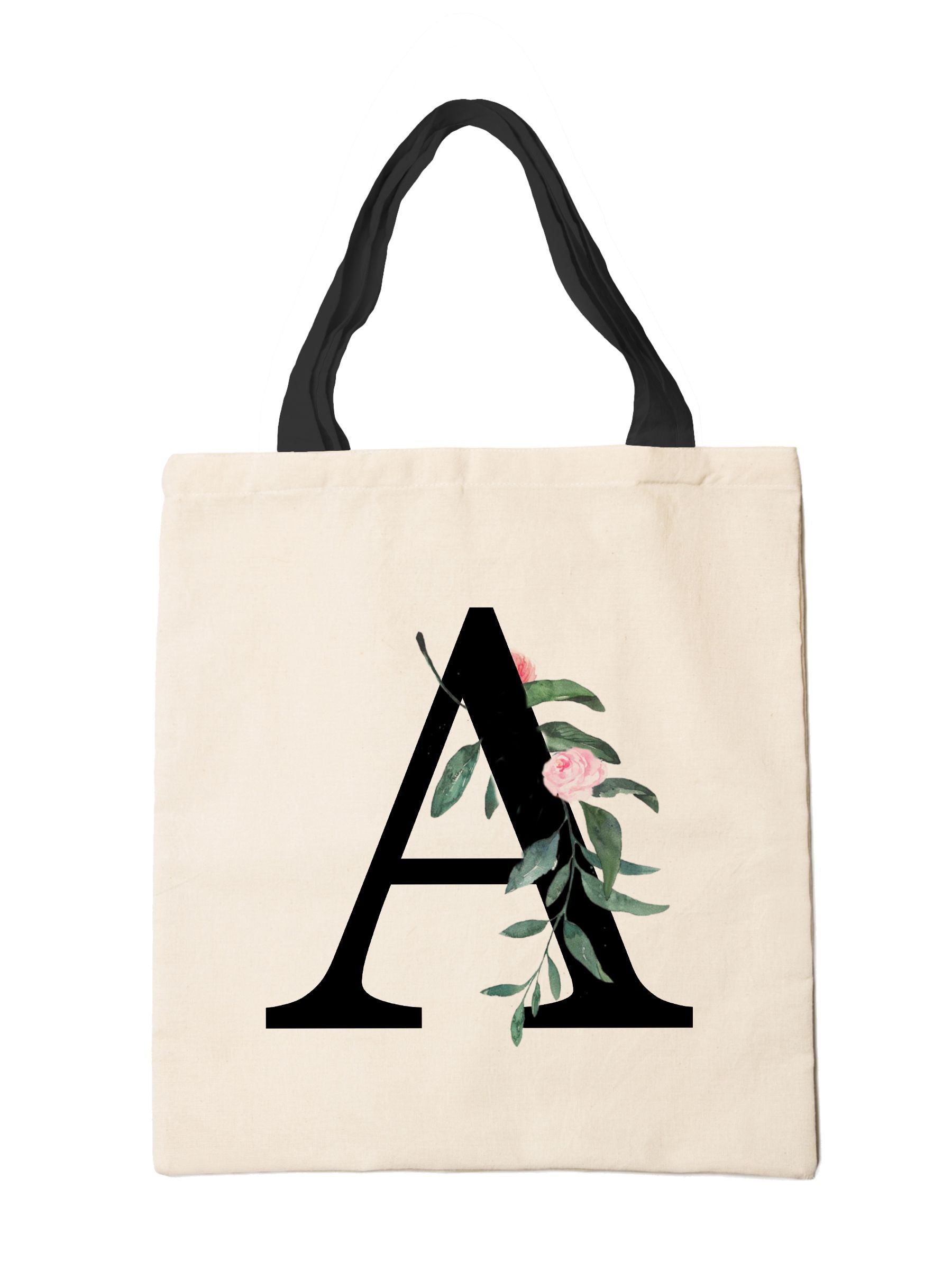 Treat Republic personalised floral initial tote bag, UK version