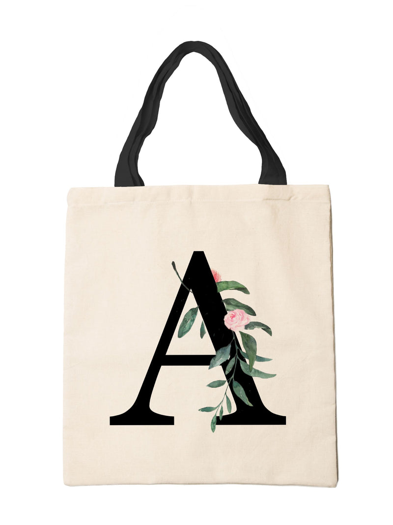 Treat Republic personalised floral initial tote bag, UK version