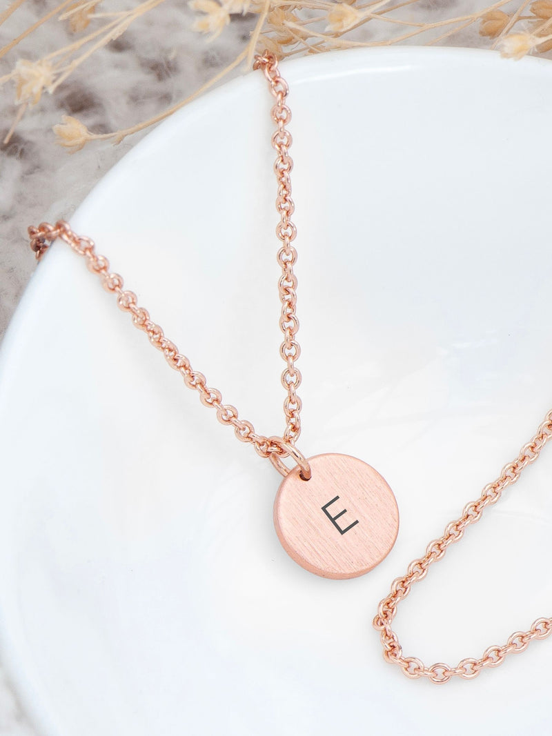 Silver Round Tag Necklace with Personalised Monogram and Adjustable Chain