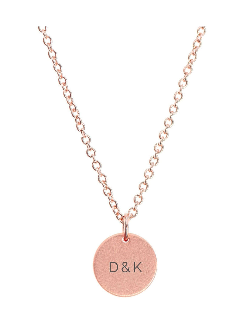 Silver Round Tag Necklace with Personalised Monogram and Adjustable Chain