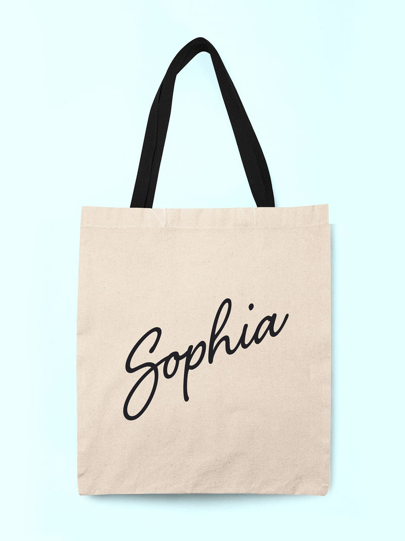 Treat Republic personalised name tote bag white linen (British brand)