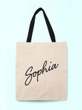 Treat Republic personalised name tote bag white linen (British brand)
