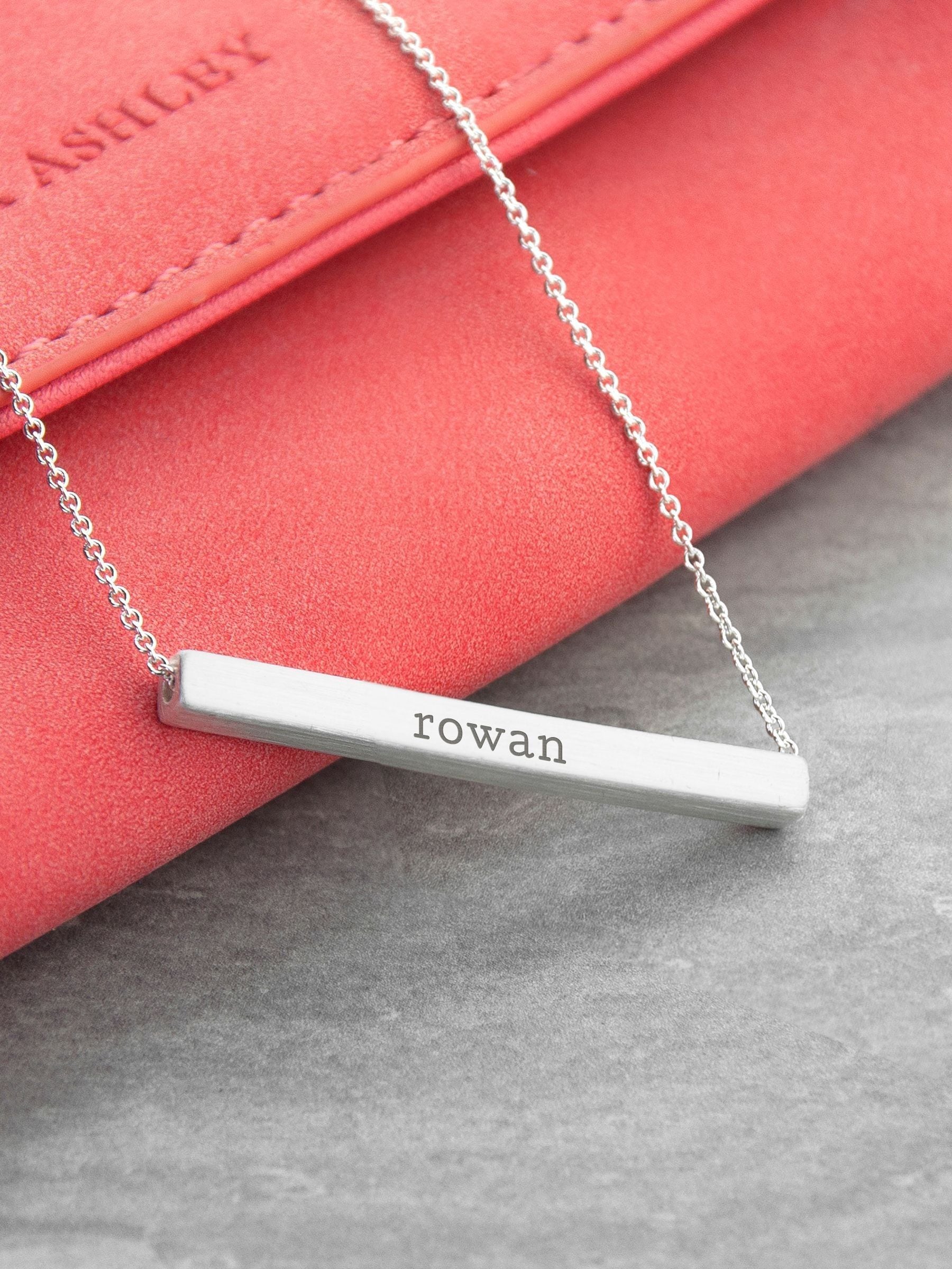 Treat Republic personalised horizontal bar necklace with 48cm chain (British brand)