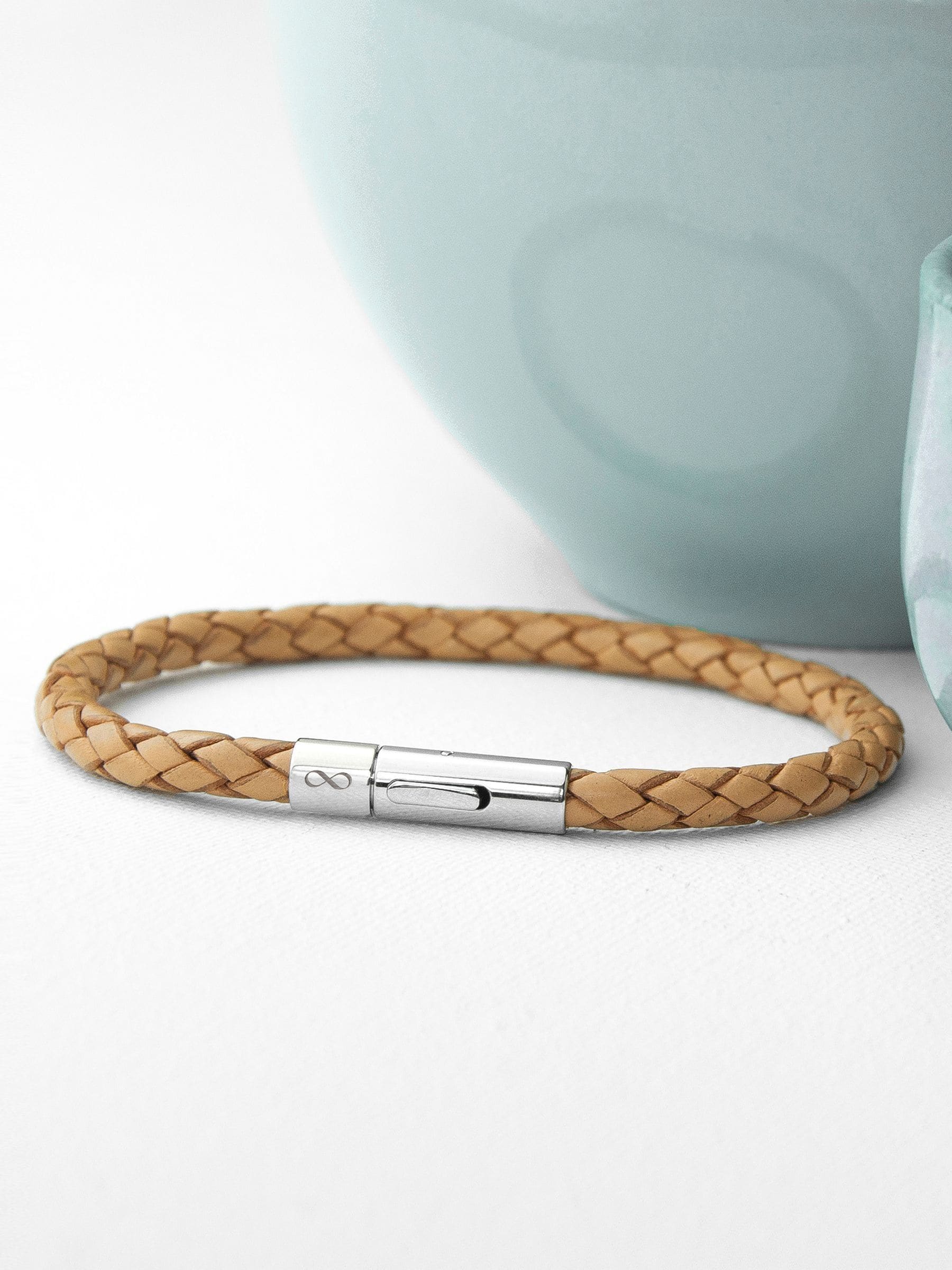 Treat Republic personalised infinity capsule leather bracelet 21.5cm (British brand)