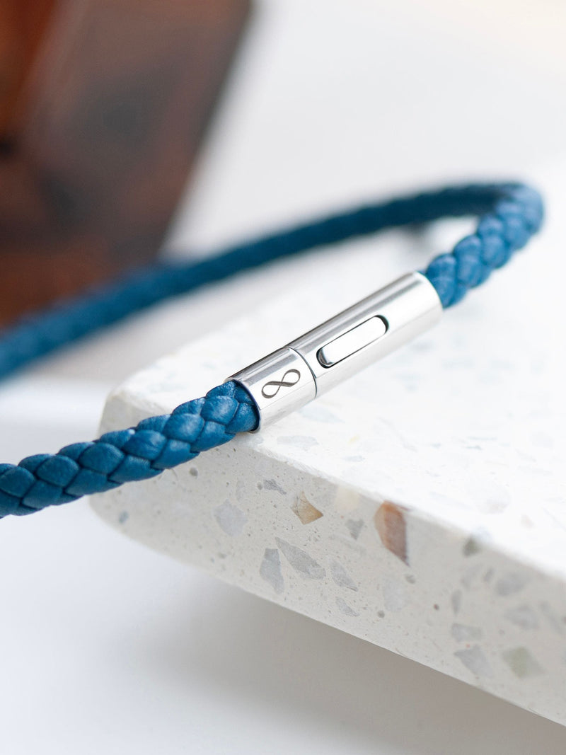 Treat Republic personalised infinity capsule leather bracelet 21.5cm (British brand)