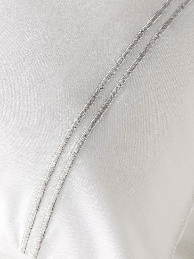 Vantona White Silver Beretta Double Stitch Quilt Cover Set