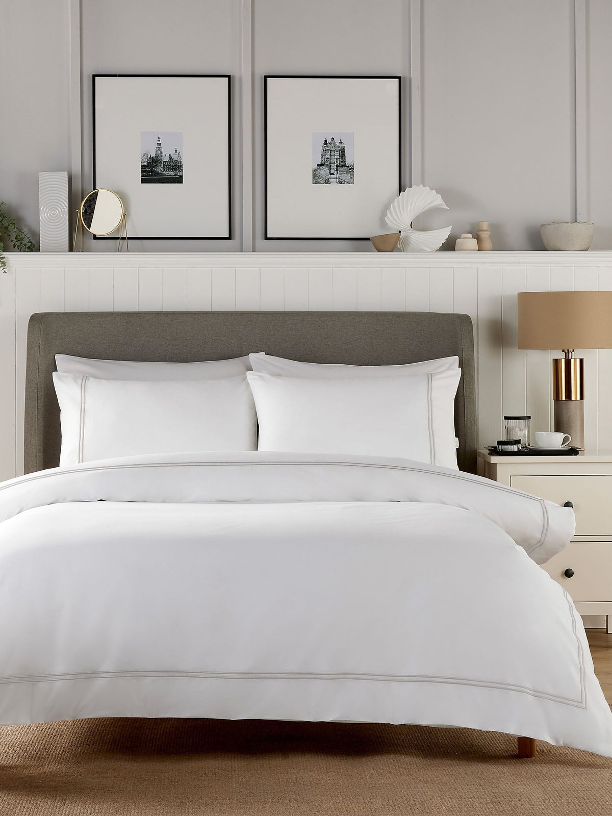 Vantona White Silver Beretta quilt cover set (British brand)
