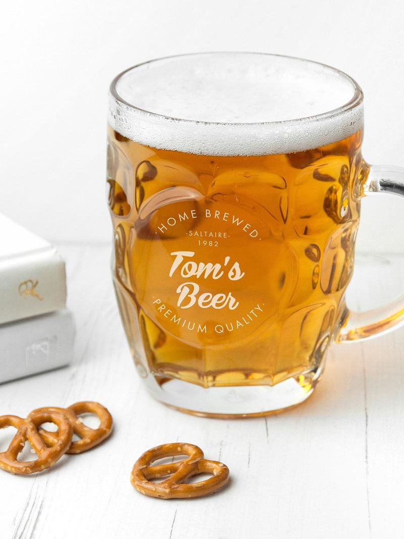 Treat Republic personalised dimpled beer glass, imported from the UK