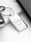 Treat Republic personalised rectangle keyring with engraved name and message, imported from the UK