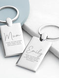 Treat Republic personalised rectangle keyring with engraved name and message, imported from the UK