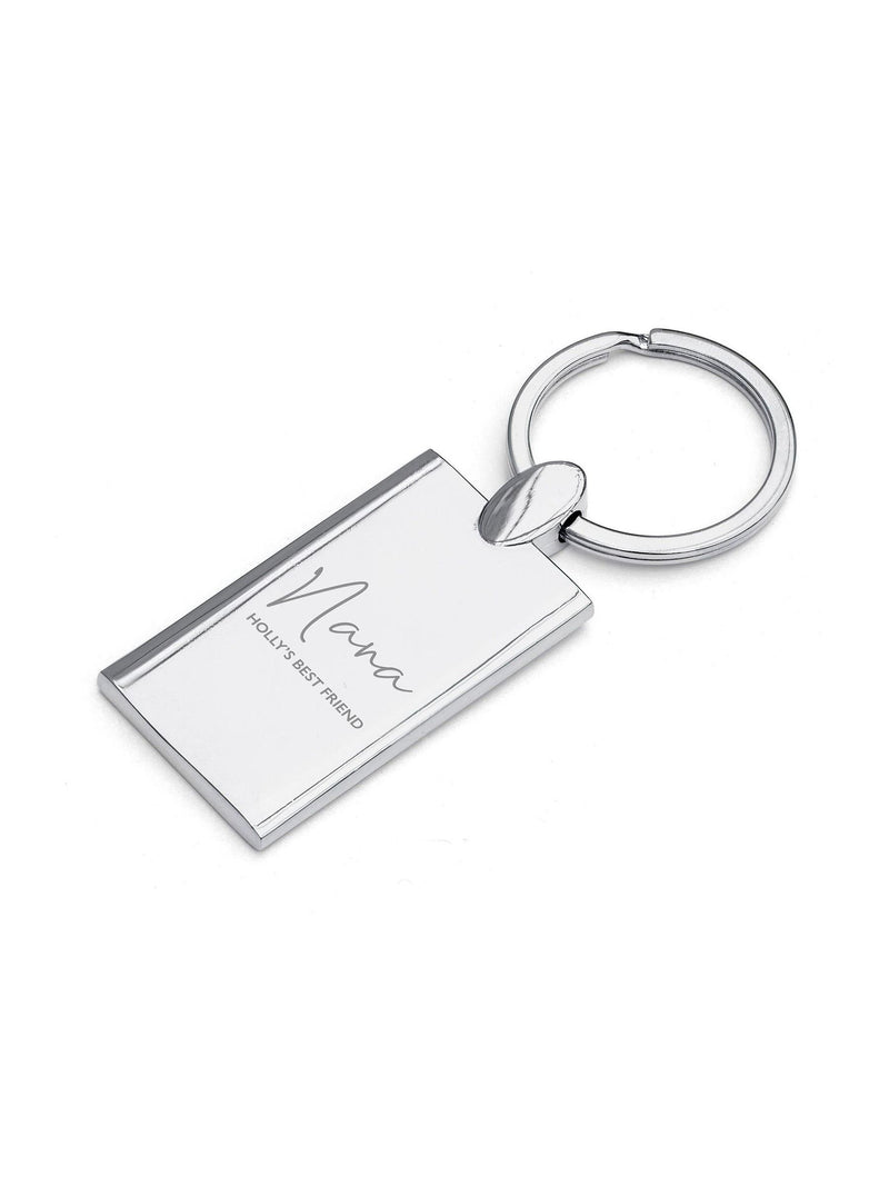 Treat Republic personalised rectangle keyring with engraved name and message, imported from the UK