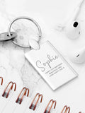 Treat Republic personalised rectangle keyring with engraved name and message, imported from the UK