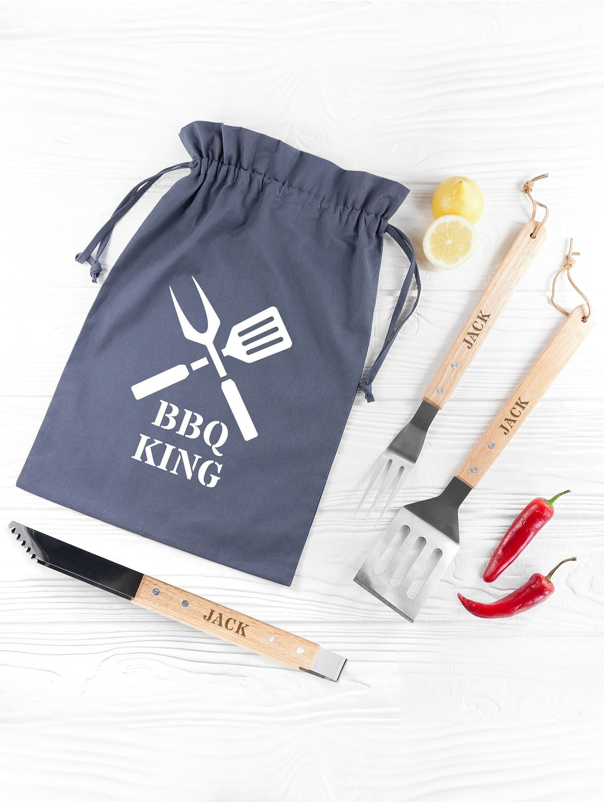 Treat Republic personalised engraved BBQ tools set, UK version