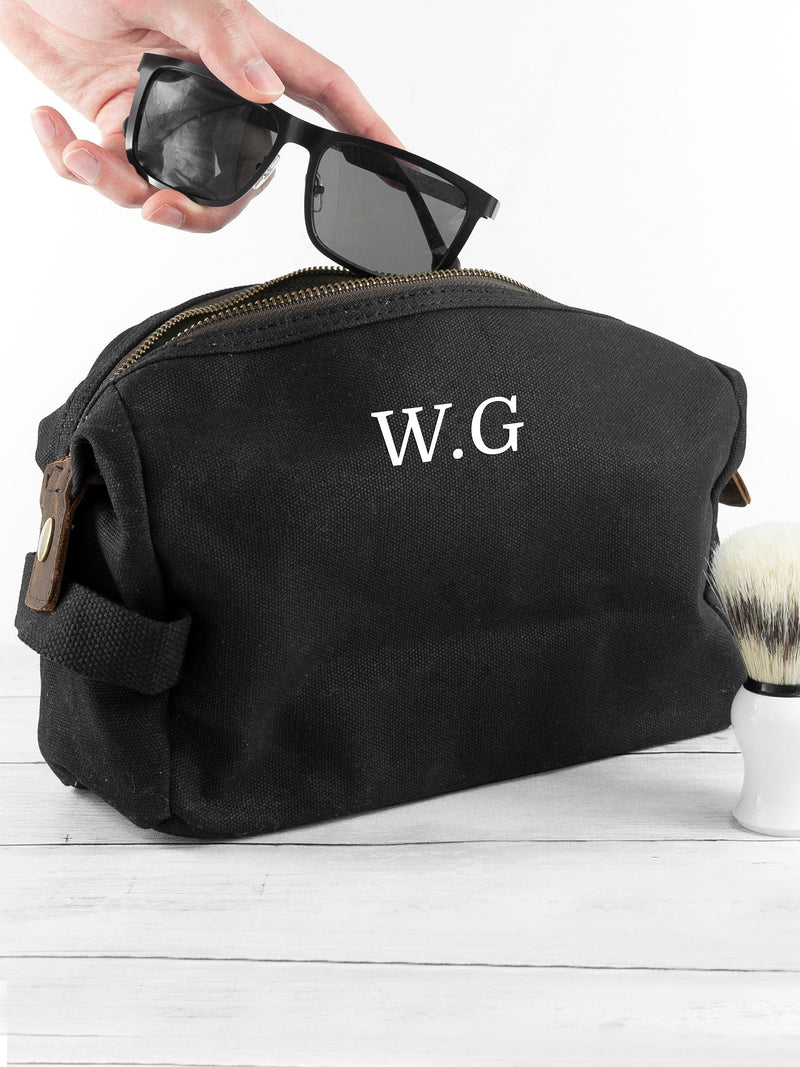Treat Republic personalised men's vintage waxed canvas wash bag - British product