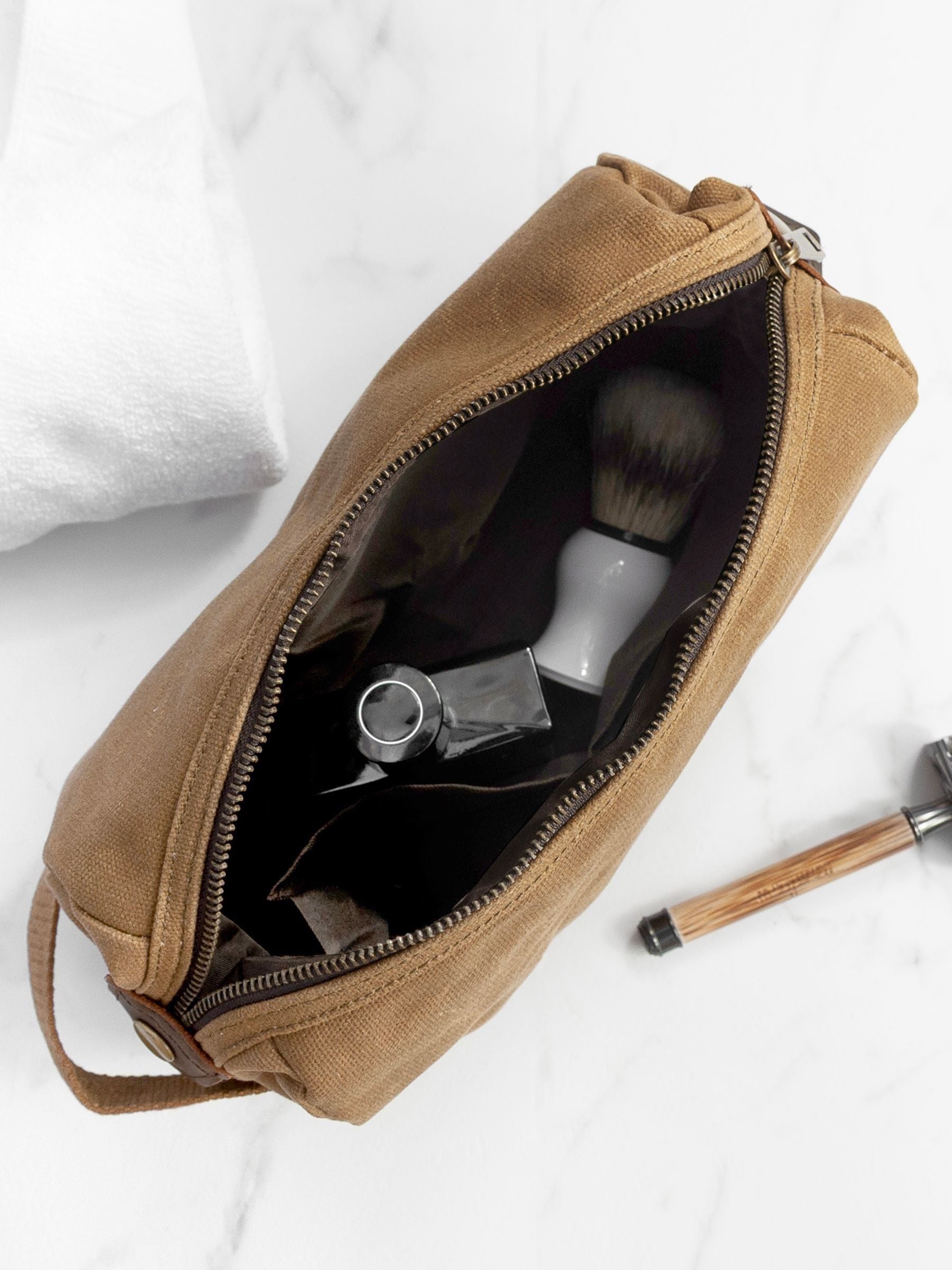 Treat Republic Personalised Mens Vintage Waxed Canvas Wash Bag