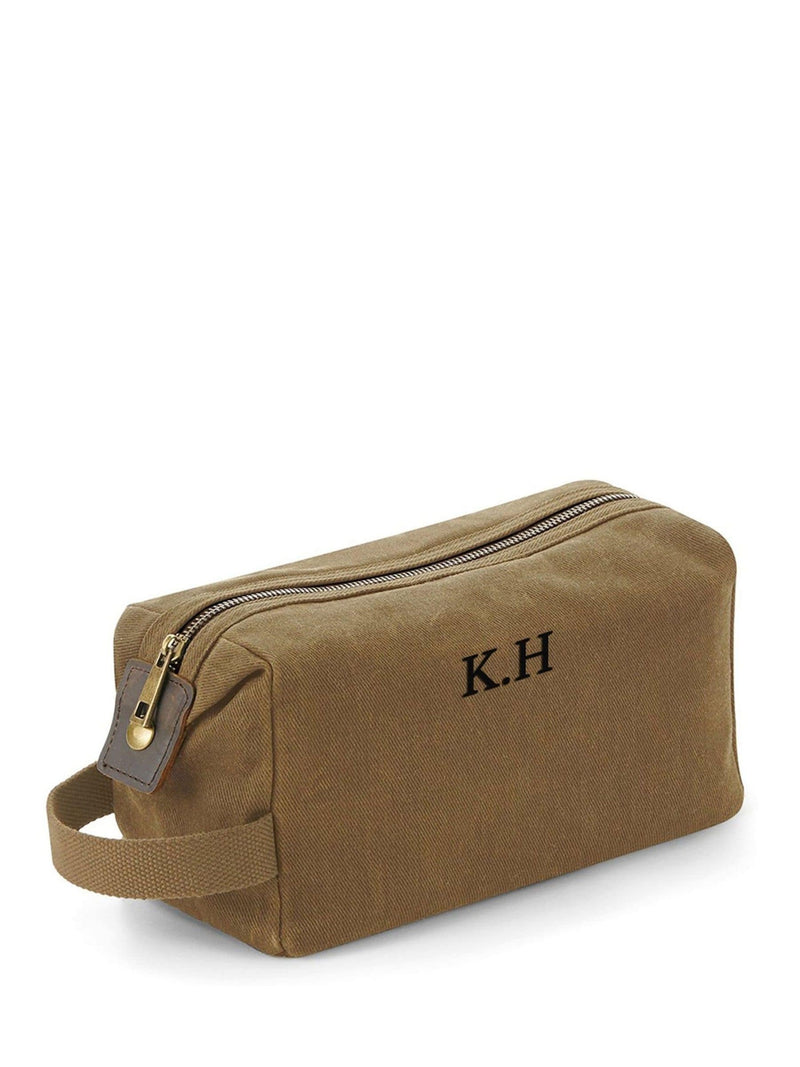 Treat Republic Personalised Mens Vintage Waxed Canvas Wash Bag