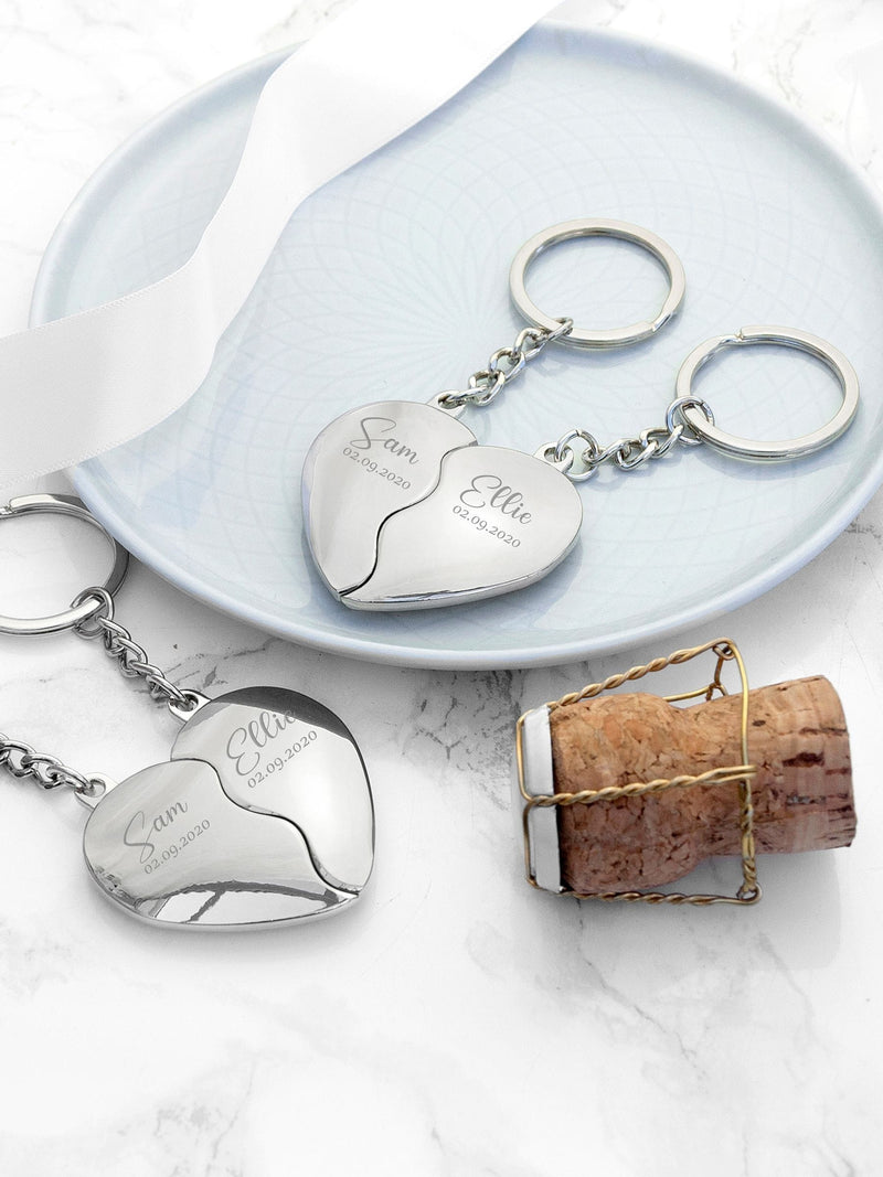 Treat Republic personalised magnetic heart keyring set (British brand)