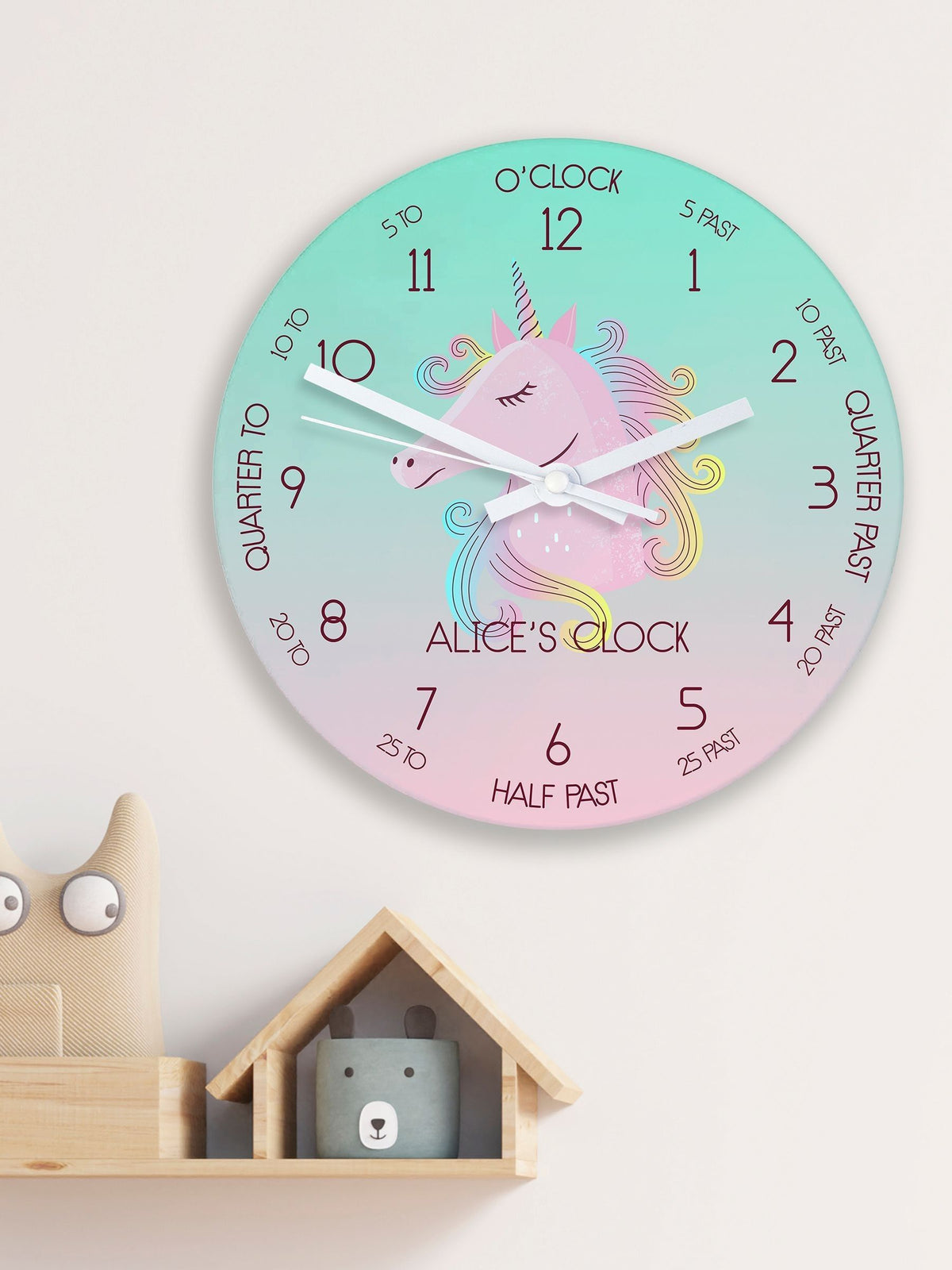 Treat Republic personalised unicorn glass clock large - British product