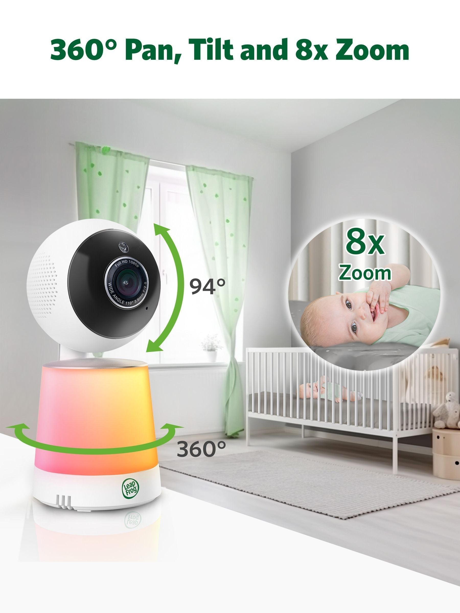 V-Tech white HD smart pan and tilt baby monitor, UK version