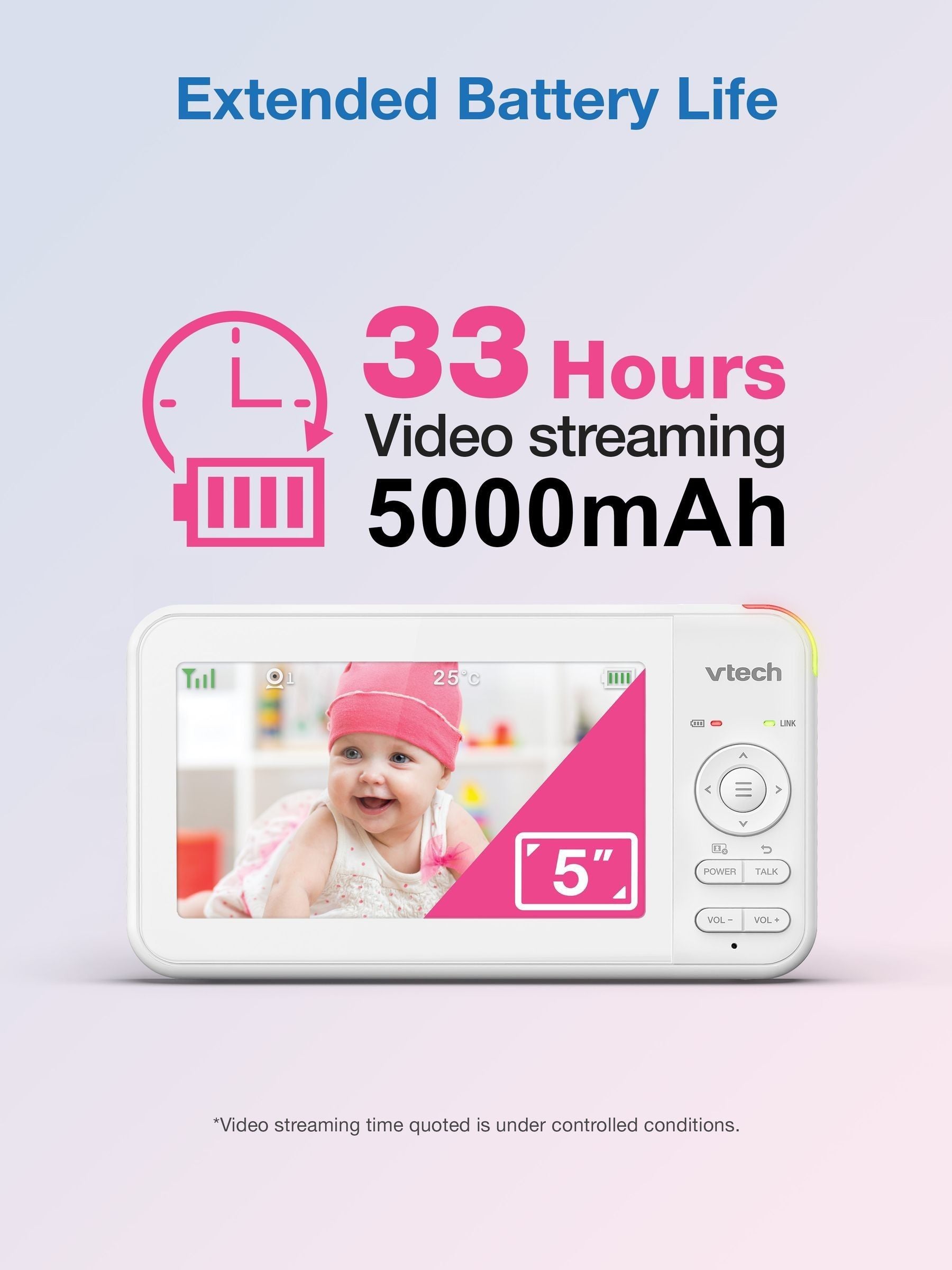 VTech white video baby monitor, imported from the UK