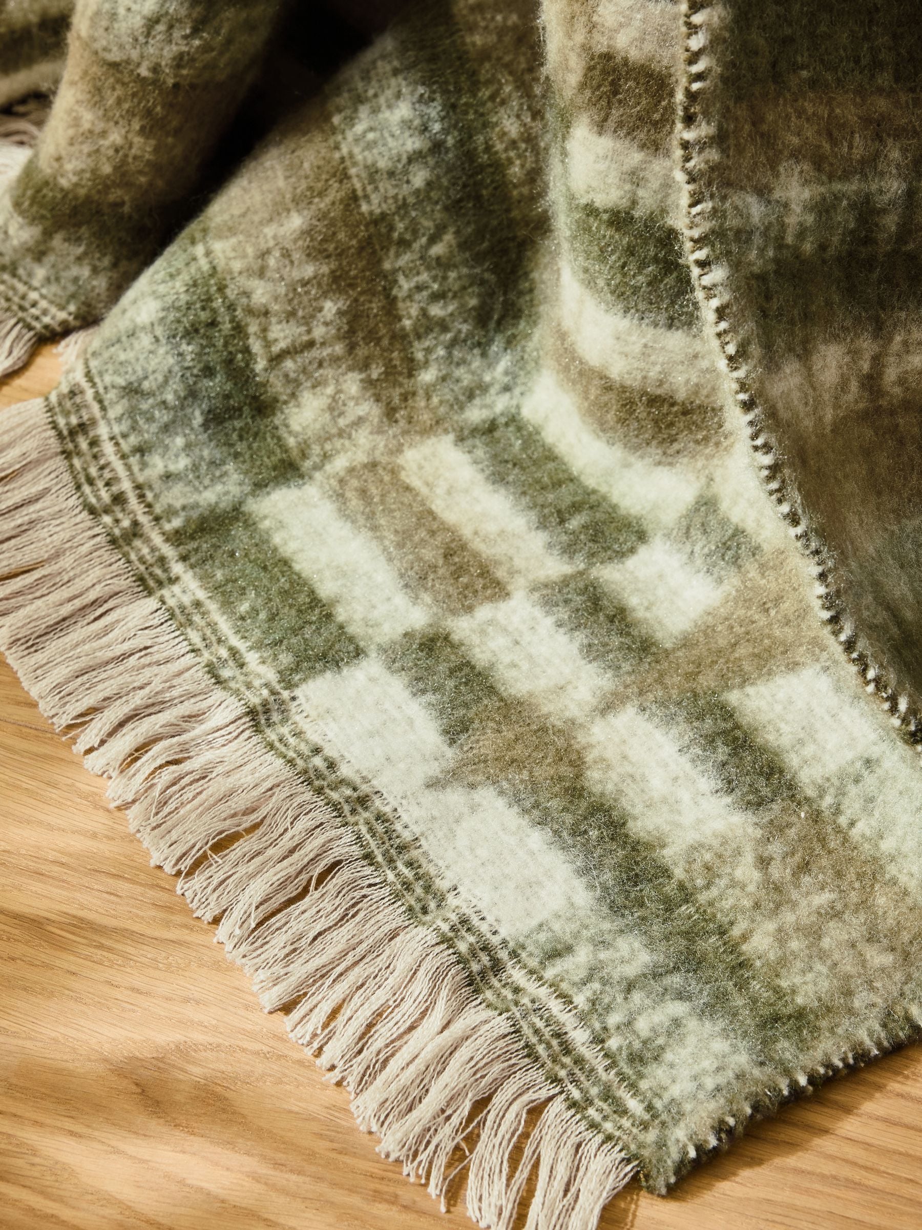French Connection green brushed throw 130x180cm, UK version