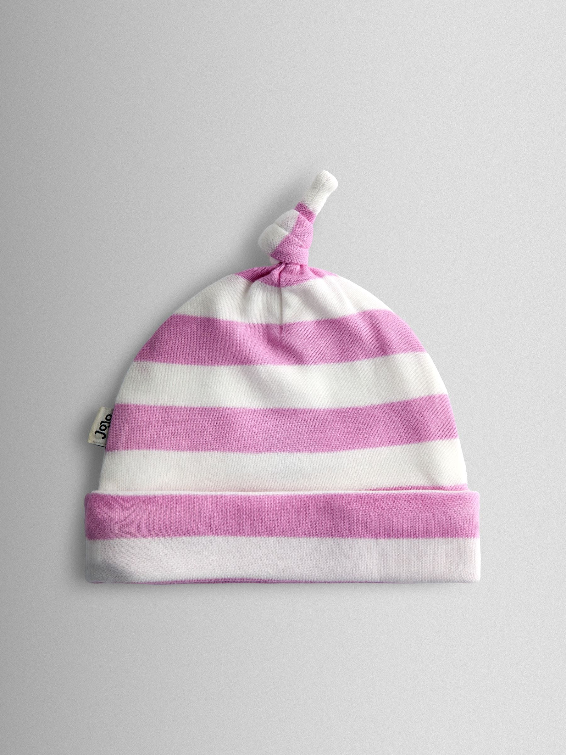 JoJo Maman Bébé cherry stripe hat and bib set, UK version