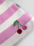 JoJo Maman Bébé cherry stripe hat and bib set, UK version
