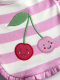 JoJo Maman Bébé cherry stripe hat and bib set, UK version