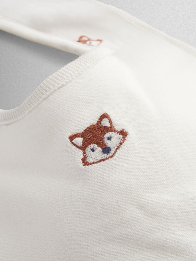 JoJo Maman Bébé cream fox print bibs 2-pack organic cotton (British brand)