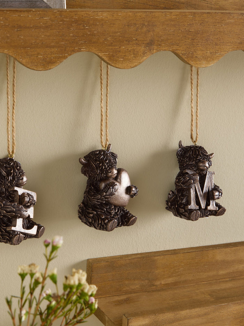 Hamish bronze Highland cow hanging decoration (British brand)