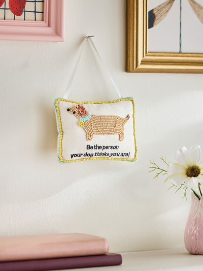 Next Neutral Embroidered Dog Person Hanging Decoration- Buy online at McGrocer
