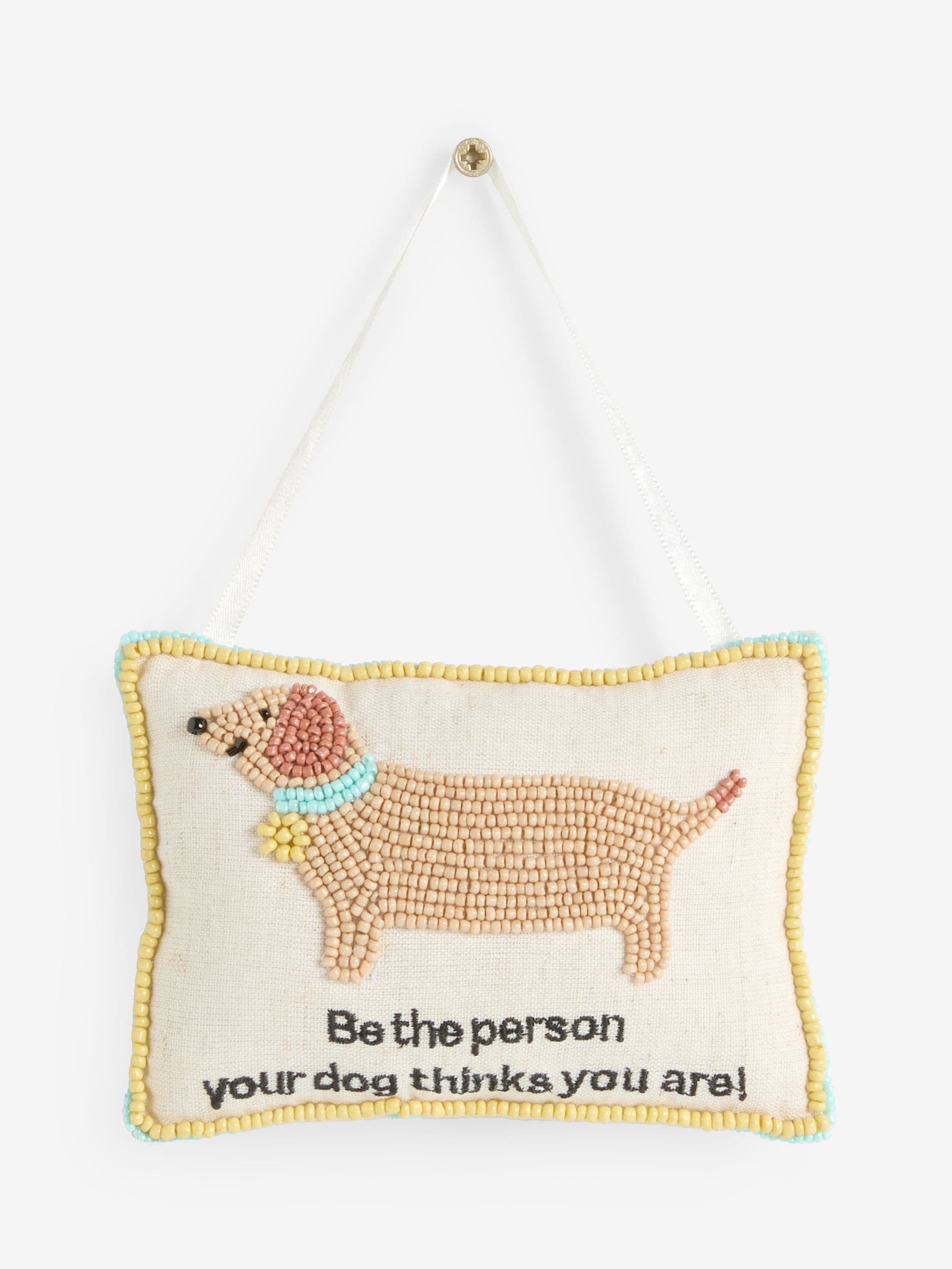 Neutral embroidered dog person hanging decoration 10cm, imported from the UK