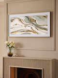 Gold agate wall art in white gloss frame, 60x120cm - British product